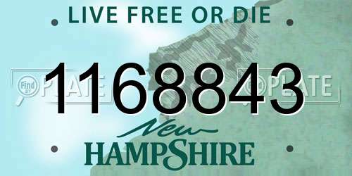 1168843 New Hampshire License Plate