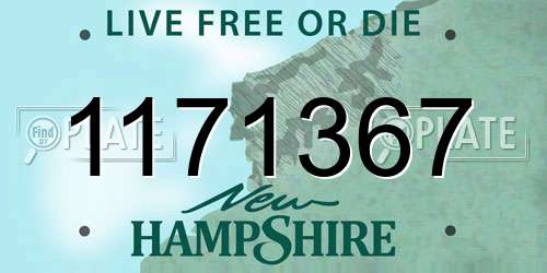 1171367 New Hampshire License Plate