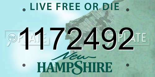 1172492 New Hampshire License Plate