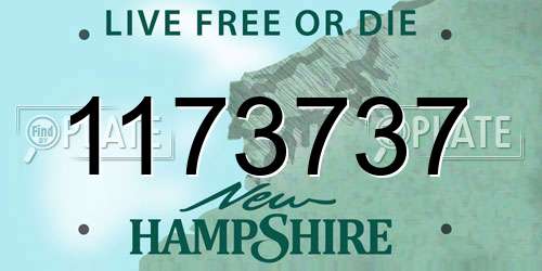 1173737 New Hampshire License Plate