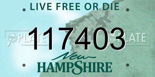 117403 New Hampshire License Plate
