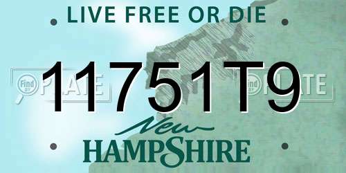11751T9 New Hampshire License Plate