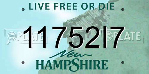 11752I7 New Hampshire License Plate