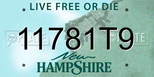 11781T9 New Hampshire License Plate