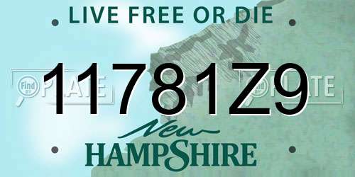 11781Z9 New Hampshire License Plate