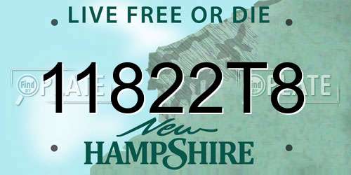 11822T8 New Hampshire License Plate