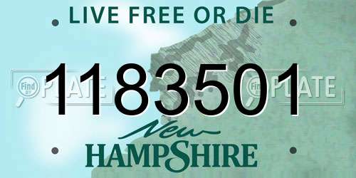 1183501 New Hampshire License Plate