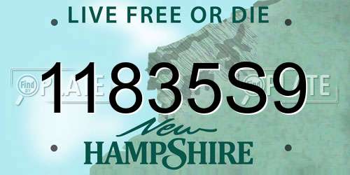 11835S9 New Hampshire License Plate