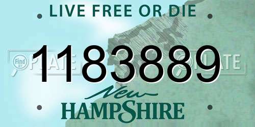 1183889 New Hampshire License Plate