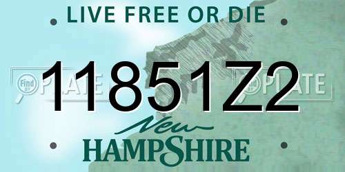 11851Z2 New Hampshire License Plate