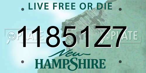 11851Z7 New Hampshire License Plate