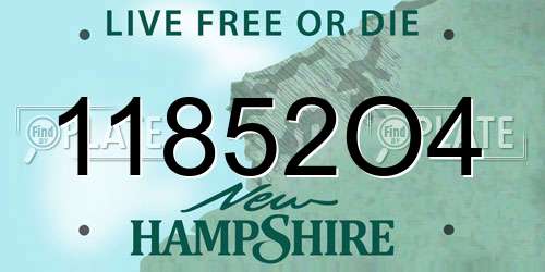 11852O4 New Hampshire License Plate