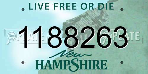 1188263 New Hampshire License Plate