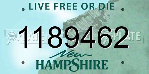 1189462 New Hampshire License Plate