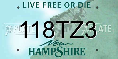 118TZ3 New Hampshire License Plate