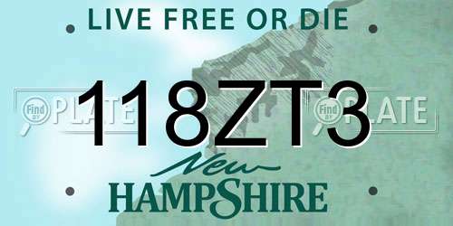 118ZT3 New Hampshire License Plate