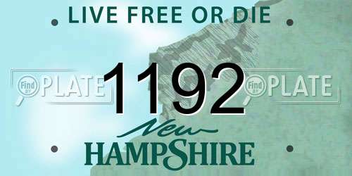 1192 New Hampshire License Plate