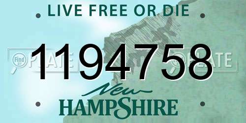 1194758 New Hampshire License Plate