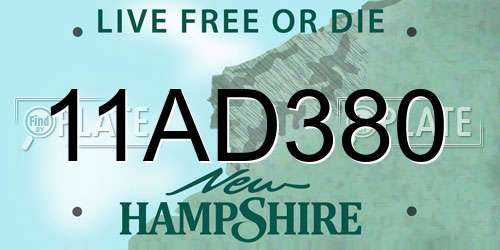 11AD380 New Hampshire License Plate