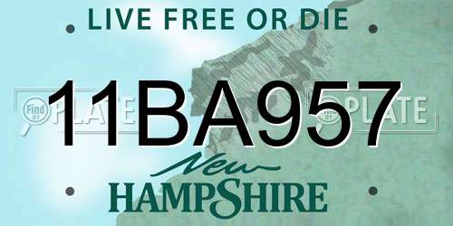 11BA957 New Hampshire License Plate