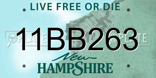 11BB263 New Hampshire License Plate