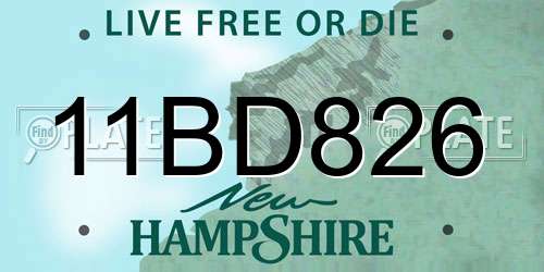 11BD826 New Hampshire License Plate