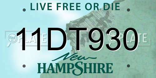 11DT930 New Hampshire License Plate