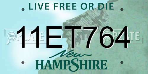 11ET764 New Hampshire License Plate