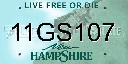 11GS107 New Hampshire License Plate