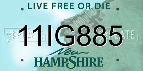 11IG885 New Hampshire License Plate