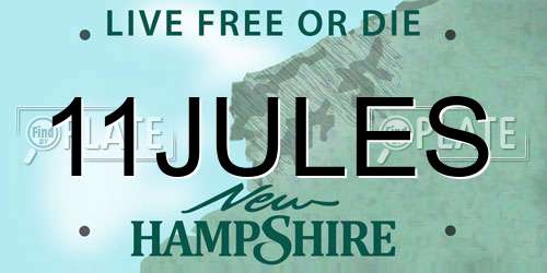 11JULES New Hampshire License Plate