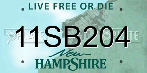 11SB204 New Hampshire License Plate