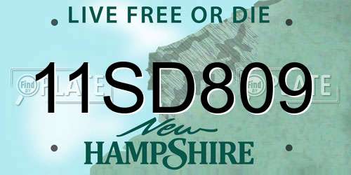 11SD809 New Hampshire License Plate