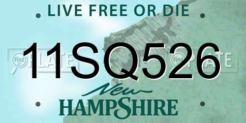 11SQ526 New Hampshire License Plate