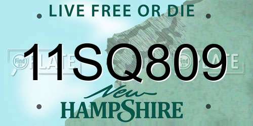 11SQ809 New Hampshire License Plate