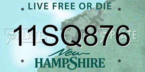 11SQ876 New Hampshire License Plate