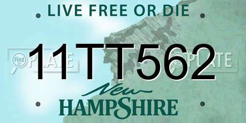 11TT562 New Hampshire License Plate