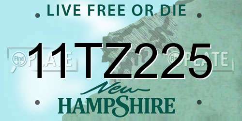 11TZ225 New Hampshire License Plate