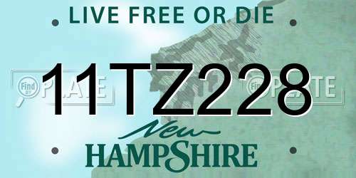 11TZ228 New Hampshire License Plate