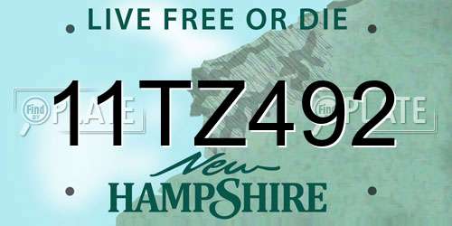 11TZ492 New Hampshire License Plate