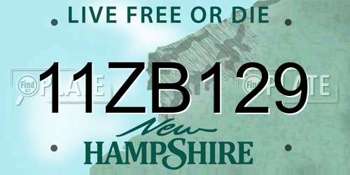 11ZB129 New Hampshire License Plate