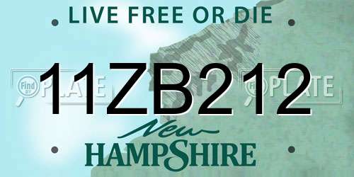 11ZB212 New Hampshire License Plate