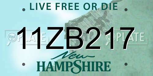 11ZB217 New Hampshire License Plate