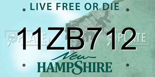 11ZB712 New Hampshire License Plate