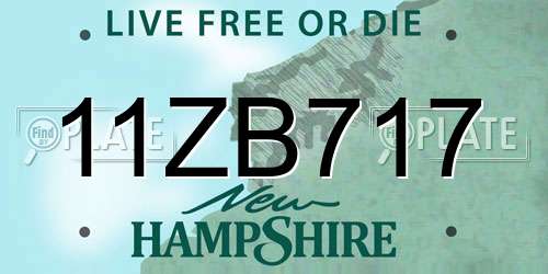 11ZB717 New Hampshire License Plate