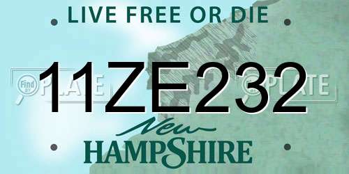 11ZE232 New Hampshire License Plate