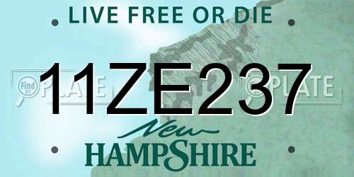 11ZE237 New Hampshire License Plate