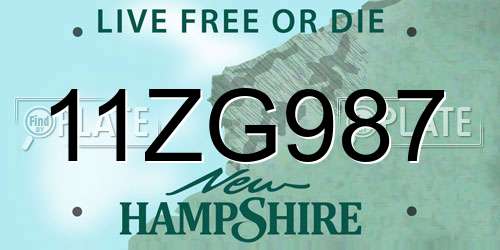 11ZG987 New Hampshire License Plate