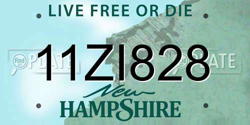 11ZI828 New Hampshire License Plate