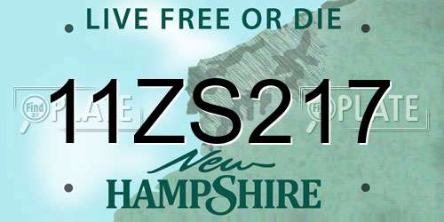 11ZS217 New Hampshire License Plate